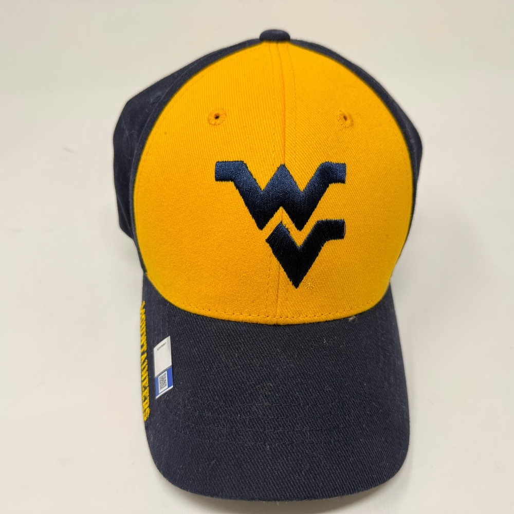 WVU West Virginia Mountaineers Hat • Russell Athletic Navy Gold Strapback Cap